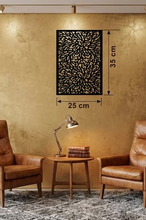 Soyut Mercan ve Hücre Dokulu Ahşap Duvar Tablosu - 25x35 cm Lazer Kesim Dekoratif Pano