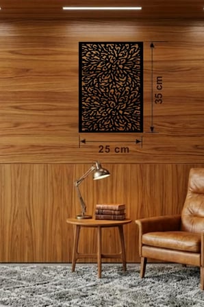 Soyut Mercan ve Hücre Dokulu Ahşap Duvar Tablosu - 25x35 cm Lazer Kesim Dekoratif Pano