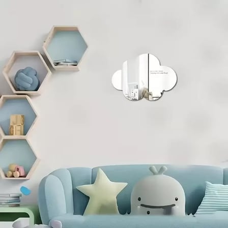 30x20 cm Bulut Formlu Kırılmaz Pleksi Duvar Aynası - Çocuk Odası Güvenli Ayna