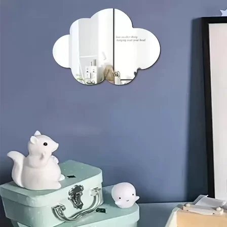 30x20 cm Bulut Formlu Kırılmaz Pleksi Duvar Aynası - Çocuk Odası Güvenli Ayna