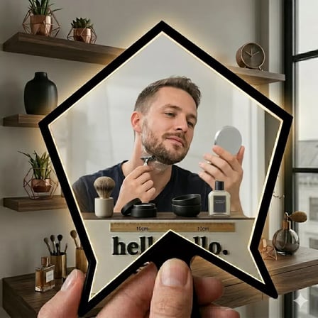 Kırılmaz Pleksi El Aynası 10x10cm - Çanta Boyu Geometrik Tasarım - Kadın & Erkek Bakım Aynası