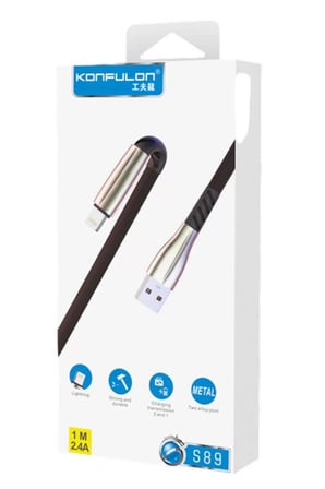 S89 Metal Uçlu Lightning Kablo iphone Uyumlu 1M 2.4A - Kırmızı