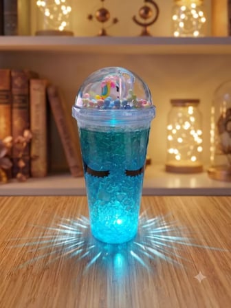 Işıklı Unicorn Tasarımlı RGB LED Pipetli Bardak - Renk Değiştiren Sihirli Kupa