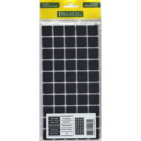 Pacific 6020 BL Yapışkanlı Keçe 20 mm X 20 mm Siyah