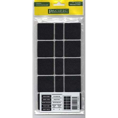 Pacific 6040 BL Yapışkanlı Keçe 40 mm X 40 mm Siyah