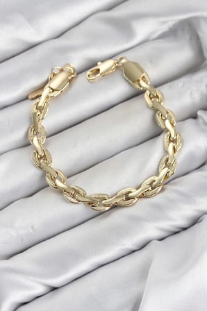 CM Kalın Zincir Model Gold Renk Pirinç Kadın Bileklik