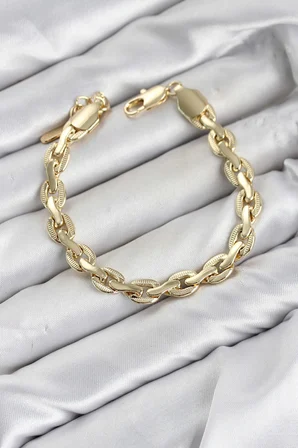 CM Kalın Zincir Model Gold Renk Pirinç Kadın Bileklik