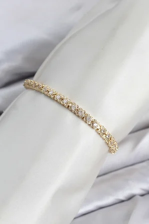CM Model Zirkon Taşlı VIP Seri Gold Renk Pirinç Kadın Bileklik