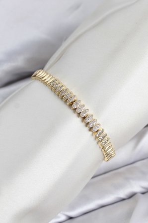 CM Arpa Model Zirkon Taşlı VIP Seri Gold Renk Pirinç Kadın Bileklik