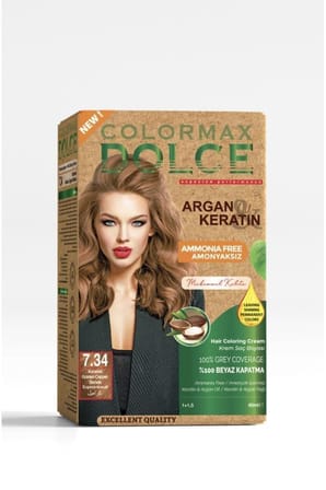 Dolce ARGAN/KERATİN Doğal Set Boya No: 7.34 Karamel(açık)