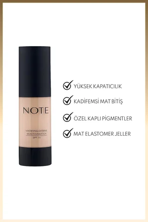 Mattifying Extreme Wear 125 Beige Ivory Mat Bitişli SPF 15 Kapatici Fondöten