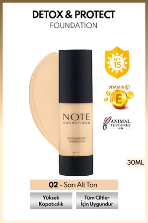 Detox & Protect 02 Natural Beige Canlandırıcı Etkili SPF 15 Kapatıcı Fondöten