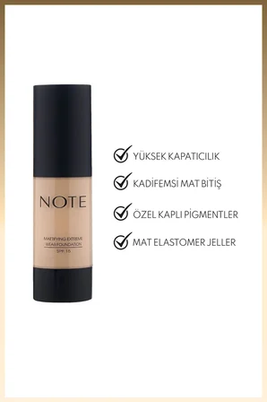 Mattifying Extreme Wear 01 Beige Mat Bitişli SPF 15 Kapatıcı Fondöten