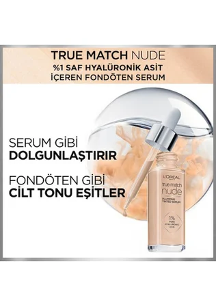 Paris Fondöten & Hyalüronik Asit İçeren True Match Nude No: 0.5-2 30ML Çok Açık Ton Very Light