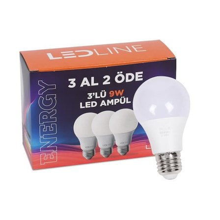 9w 3lü Beyaz Led Ampul