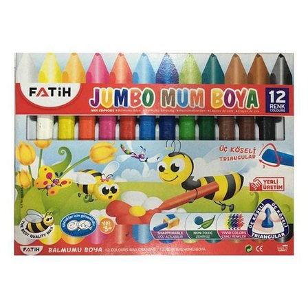 12 Renk Wax Crayon   Boya Kalemi