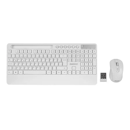 Kablosuz Klavye Mouse Seti - Tablet/Telefon Standlı - Beyaz - Q Klavye