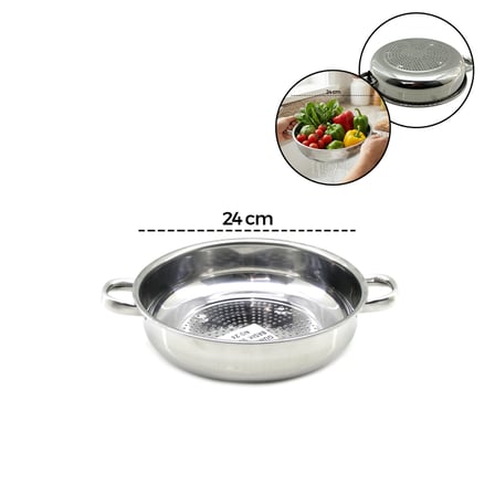 24 cm Kulplu Basık Metal Süzgeç