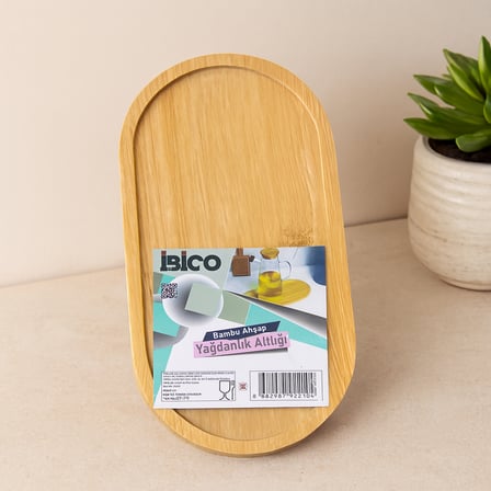 oval bambu mini tepsi - yağdanlık altlık 12 x 23.3 x 0.8 cm