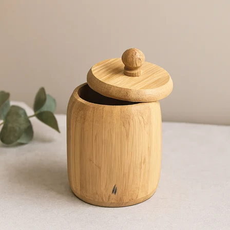 Kapaklı Ahşap Bambu Şekerlik 7.5 x 8.5 cm