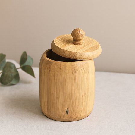 Kapaklı Ahşap Bambu Şekerlik 7.5 x 8.5 cm