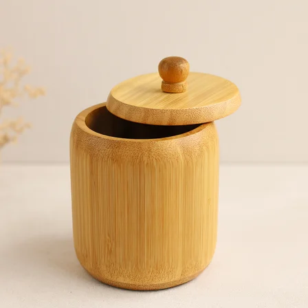 Ahşap Bambu Kapaklı Şekerlik 9 Cm