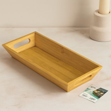 Bambu Sunum Tepsisi 16x35x4.5 cm (Çift Kulplu)