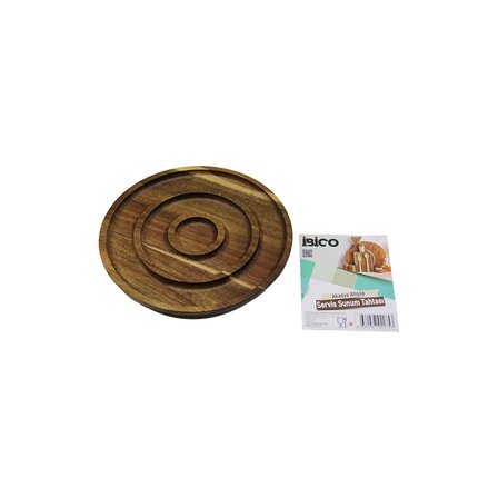 Akasya Ahşap 3 Bölmeli Yuvarlak Servis Tepsisi 20 cm - 50li Paket