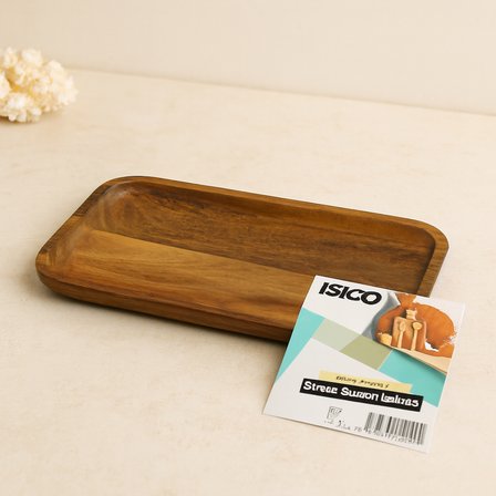Akasya Ahşap Dikdörtgen Servis Tepsisi 25x14x1.4 cm