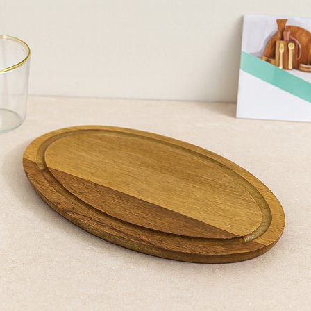 Akasya Oval Ahşap Servis Tepsisi (Kenar Kanallı) 24.8x13.8x1.4 cm