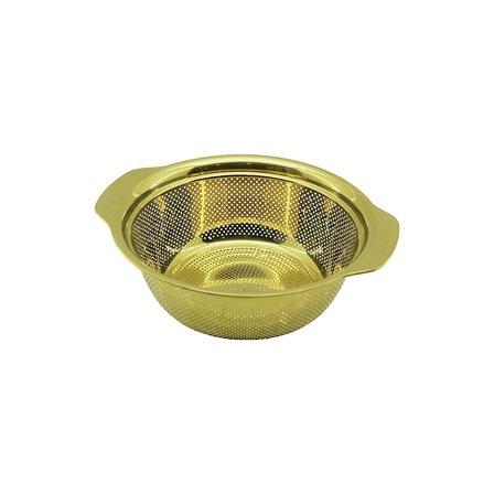 Paslanmaz Süzgeç 23 cm - Sepetli Gold Tutma Kulplu