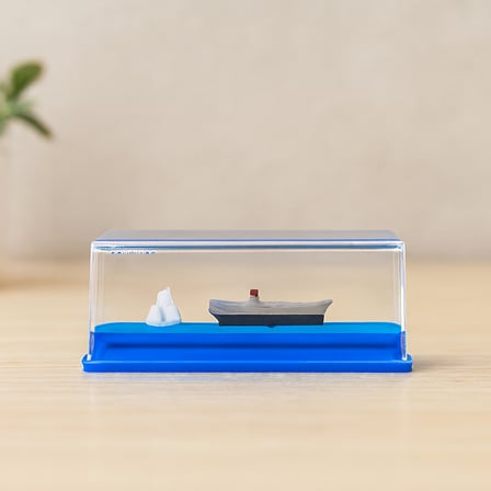 Yüzen Batmayan Akvaryum Dekoru - Gemi & Ada, Mavi, 5.2×15.2×5.3 cm