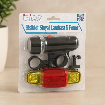 2in1 Bisiklet Feneri Sinyalli Pilli Lamba