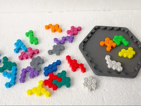 3D Baskı Montessori Altıgen Puzzle - Eğitici Petek Zekâ ve Mantık Oyunu