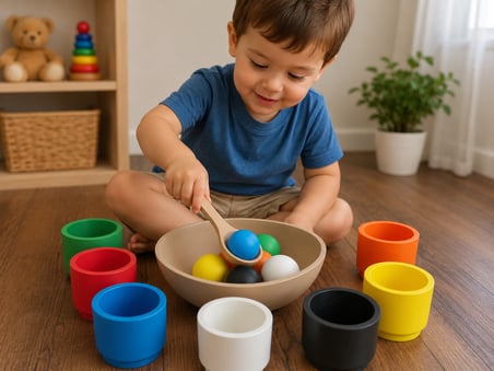 3D Baskı Renk Eşleştirme ve Top Yakalama Oyunu - Montessori Eğitici Motor Beceri Oyuncağı