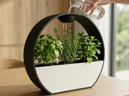 3D Baskı Kendinden Sulamalı Dekoratif Saksı - Otomatik Sulama Sistemli Modern Bitki Saksısı
