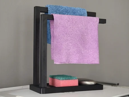3D Baskı Havluluk ve Sabunluk Organizer - Lavabo Üstü Çok Amaçlı Düzenleyici-Siyah