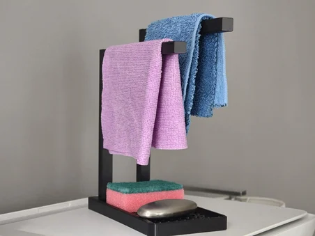 3D Baskı Havluluk ve Sabunluk Organizer - Lavabo Üstü Çok Amaçlı Düzenleyici-Siyah