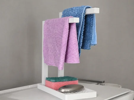3D Baskı Havluluk ve Sabunluk Organizer - Lavabo Üstü Çok Amaçlı Düzenleyici-Beyaz