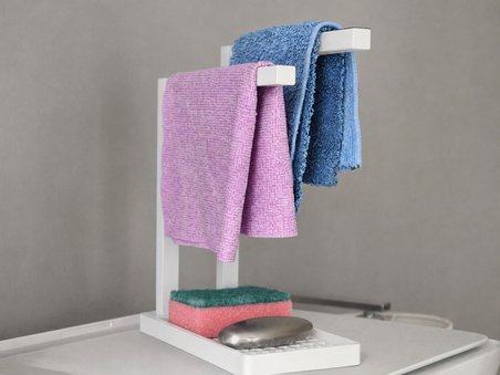 3D Baskı Havluluk ve Sabunluk Organizer - Lavabo Üstü Çok Amaçlı Düzenleyici-Beyaz