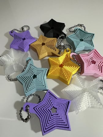 3D Baskı Yıldız Fidget Anahtarlık - Hareketli Stres Oyuncağı ve Çanta Aksesuarı-Mavi
