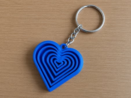 3D Baskı Kalp Fidget Anahtarlık - Hareketli Stres Oyuncağı ve Çanta Süsü-Mavi