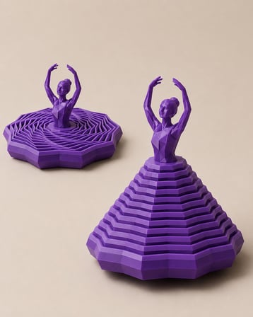 3D Baskı Balerin Figürlü Fidget Oyuncak - Hareketli Optik İllüzyon Masa Dekoru-Mor