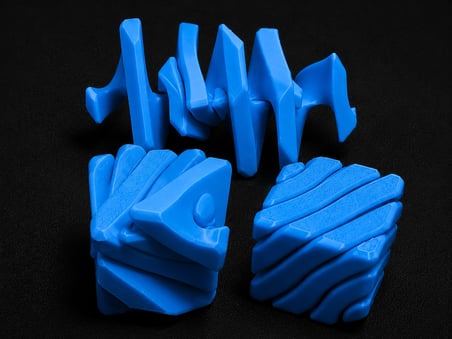 3D Baskı Fidget Puzzle Küp - Hareketli Dönüşebilen Stres Giderici Zeka Oyuncağı, Masaüstü Fidget Küp-Mavi