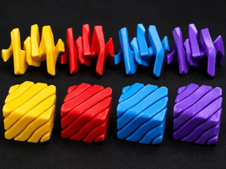 3D Baskı Fidget Puzzle Küp - Hareketli Dönüşebilen Stres Giderici Zeka Oyuncağı, Masaüstü Fidget Küp-Mavi
