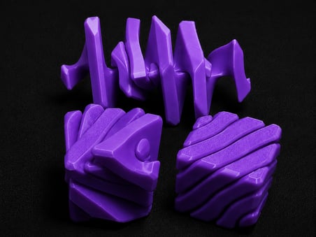 3D Baskı Fidget Puzzle Küp - Hareketli Dönüşebilen Stres Giderici Zeka Oyuncağı, Masaüstü Fidget Küp-Mor