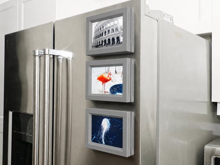 3D Baskı 3lü Magnet Fotoğraf Çerçevesi Seti - Buzdolabı İçin Mini Manyetik Resim Çerçevesi, Dekoratif Magnet-Gri