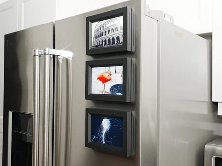 3D Baskı 3lü Magnet Fotoğraf Çerçevesi Seti - Buzdolabı İçin Mini Manyetik Resim Çerçevesi, Dekoratif Magnet-Siyah