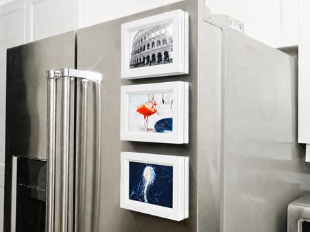 3D Baskı 3lü Magnet Fotoğraf Çerçevesi Seti - Buzdolabı İçin Mini Manyetik Resim Çerçevesi, Dekoratif Magnet-Beyaz