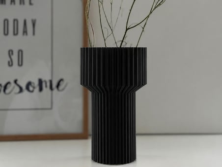 3D Baskı Modern Dekoratif Çiçek Vazosu - Minimal Silindir Tasarımlı Masaüstü Vazo, Ev ve Ofis Dekoru-Siyah